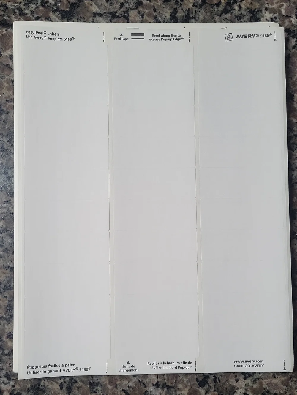 Avery Easy Peel White Address Labels - 5160, Laser 56 sheets 1